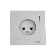 Розетка 1-м СП AtlasDesign 16А IP20 без заземл. в сборе алюм. SE ATN000340