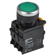 Кнопка d22мм 1НО+1НЗ MASTER с подсветкой и фиксацией зел. IEK MI-BT60-11TD-3-11-K06