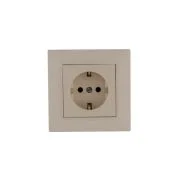 Розетка 1-м Karea RIZZ с заземл. керамика крем Makel 88010008