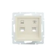 Розетка компьютерная + телефонная 1-м СП Vesna механизм крем. LEZARD 742-0388-143