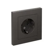 Розетка AtlasDesign с заземл. со шторками 16А в сборе базальт SE ATN001444
