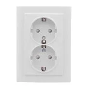 Розетка 2-м СП Минск 16А IP20 с заземл. защ. шторки бел. Basic EKF ERR16-128-100